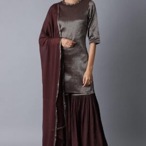 Dark Purple kurta-Sharara-Dupatta Set