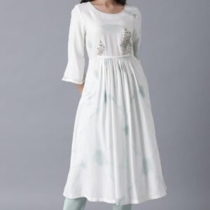 Tie-Dye Blue Gathered Dress