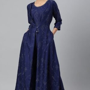 Dark Blue Mock Layer Fusion Jumpsuit With Shell