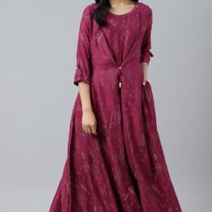 Wine Mock Layer Kimono Jumpsuit With Shell