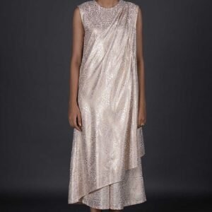 Pink Draped Style Festive Printed Jumpsuit