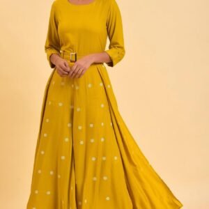 Yellow Polka Dot Jumpsuit with Belt