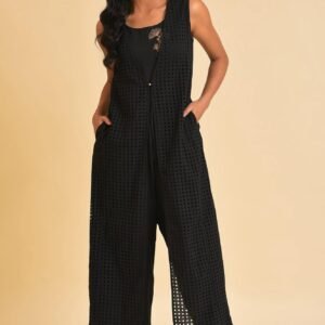 Black Schiffli Jumpsuit