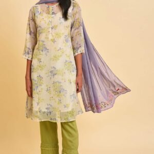 Ecru Kota Floral kurta Set