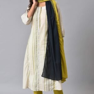Ecru Prined kurta Set